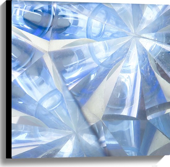 Canvas - Abstracte Lichtblauwe Vakken in Tegengestelde Richtingen - 60x60 cm Foto op Canvas Schilderij (Wanddecoratie op Canvas)