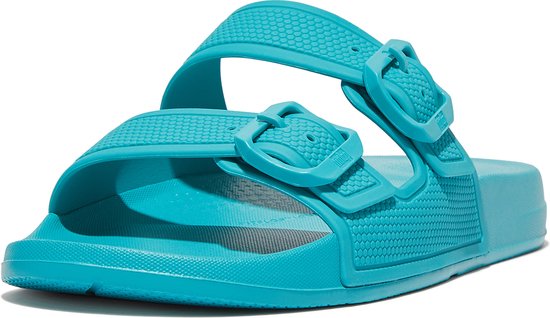 FitFlop Iqushion Two-Bar Buckle Slides BLAUW - Maat 36