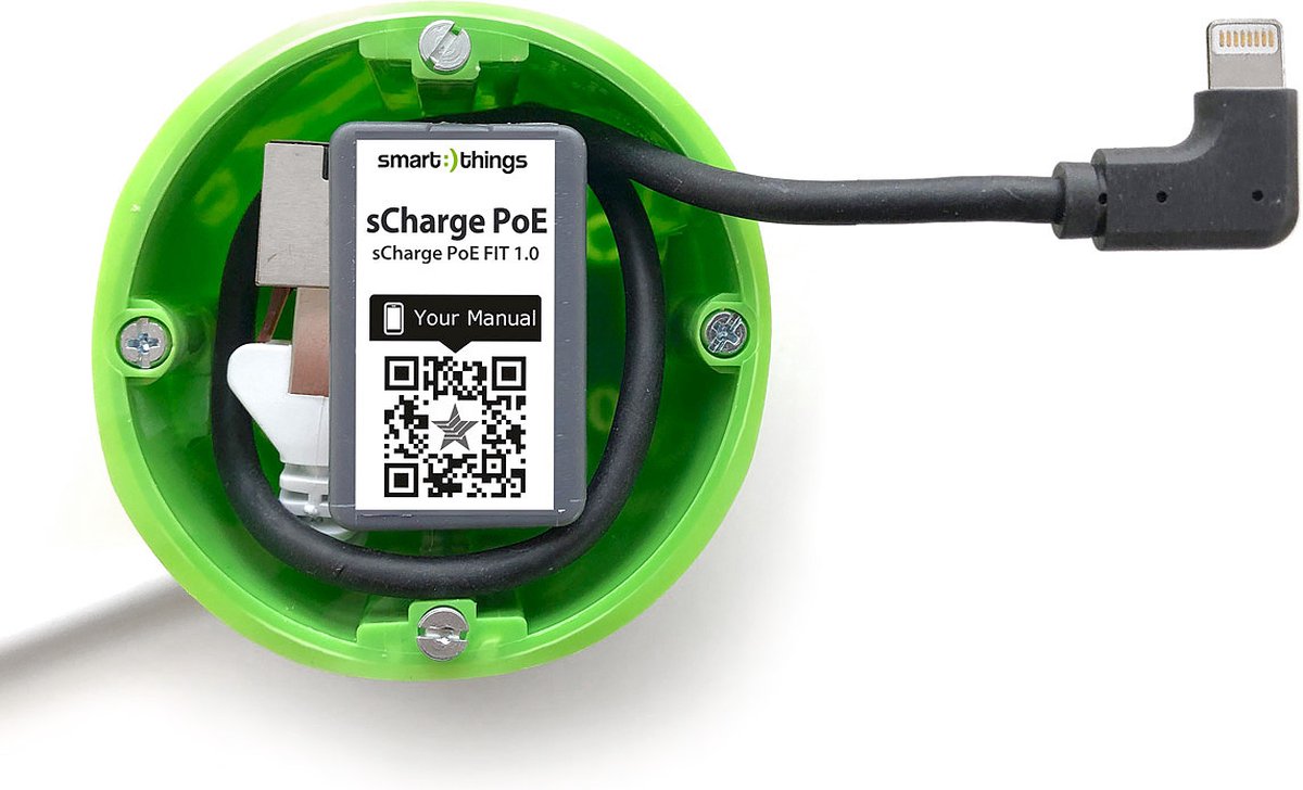 sCharge PoE FIT oplader met Lightning power & data connectie S28L