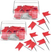 Alco punaise vlaggetjes - 80x - voor prikbord/memobord/wereldkaart - rood