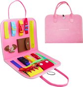 EverGoods Montessori Speelgoed - Busy Board - Montessori - Activiteitenbord - Motoriek Speelgoed - Kinderspeelgoed - Sensorisch Speelgoed - Roze