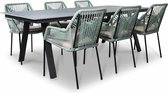 LUX outdoor living Oslo Grey/Seville mint dining tuinset 7-delig | polywood + touw | 220cm | 6 personen