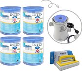 Intex - Voordeelverpakking - H filters geschikt voor filterpomp 28602GS - 4 stuks & WAYS scrubborstel