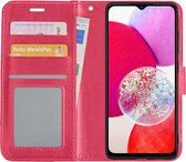 Hoes Geschikt voor Samsung A14 Hoesje Book Case Hoes Flip Cover Wallet Bookcase - Donkerroze