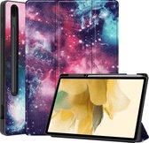 Hoesje Geschikt voor Samsung Galaxy Tab S7 FE Hoes Case Tablet Hoesje Tri-fold Met Uitsparing Geschikt voor S Pen - Hoes Geschikt voor Samsung Tab S7 FE Hoesje Hard Cover Bookcase Hoes - Galaxy