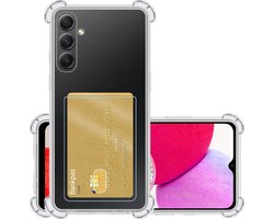 Hoesje - Geschikt voor Samsung Galaxy A14 - Met Pashouder en Kaarthouder - Telefoon Hoes Shockproof - Siliconen Case - Back Cover - Shock Proof - Pasjes Houder - Transparant
