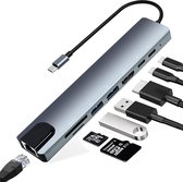 8 in 1 Docking Station - USB Hub - Card Reader - USB 2.0 en 3.0 - PD - SD/TF - Kaartlezer SD en Micro SD - HDMI - RJ45 Ethernet