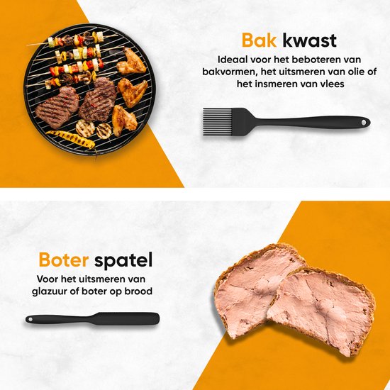 STREX ustensiles de cuisine Set avec support 15 Strex - résistant à la chaleur / BPA / Siliconen - Outils de Cuisine