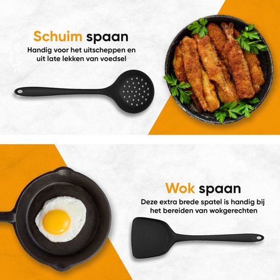 STREX ustensiles de cuisine Set avec support 15 Strex - résistant à la chaleur / BPA / Siliconen - Outils de Cuisine