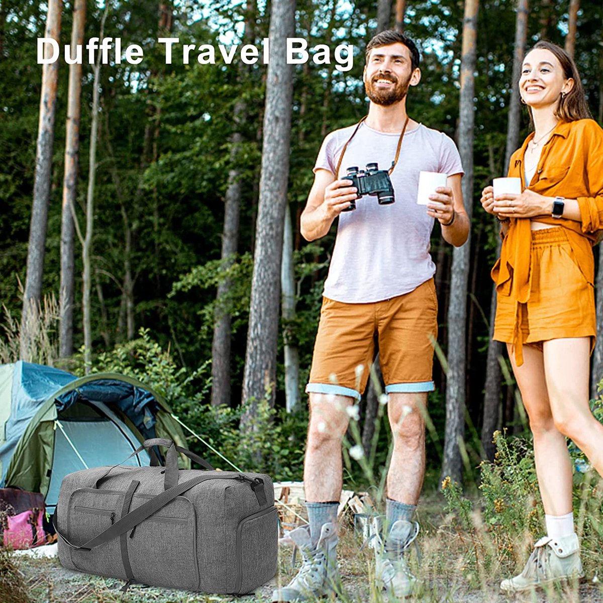 RAINSMORE Opvouwbare reistas, groot, 65 l, 80 l, 100 l, 120 l, lichte sporttas met schoenenvak, voor heren en dames, reistas, handbagage, tas, weekend-, saunatas, zwart, grijs, blauw, blauw, 65L