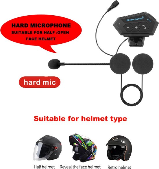 TechU™ Système de communication moto mains libres – Casque moto – Bluetooth  4.1 –