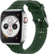 Strap-it Siliconen smartwatch bandje - Geschikt voor Apple Watch Series 1/2/3/4/5/6/7/8/9/SE/Ultra - Dennengroen - Siliconen horlogeband met patroon voor iWatch maat 42 mm 44 mm 44 mm 45 mm