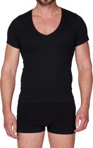 Beeren t-shirt diepe v-Hals Zwart - MT L