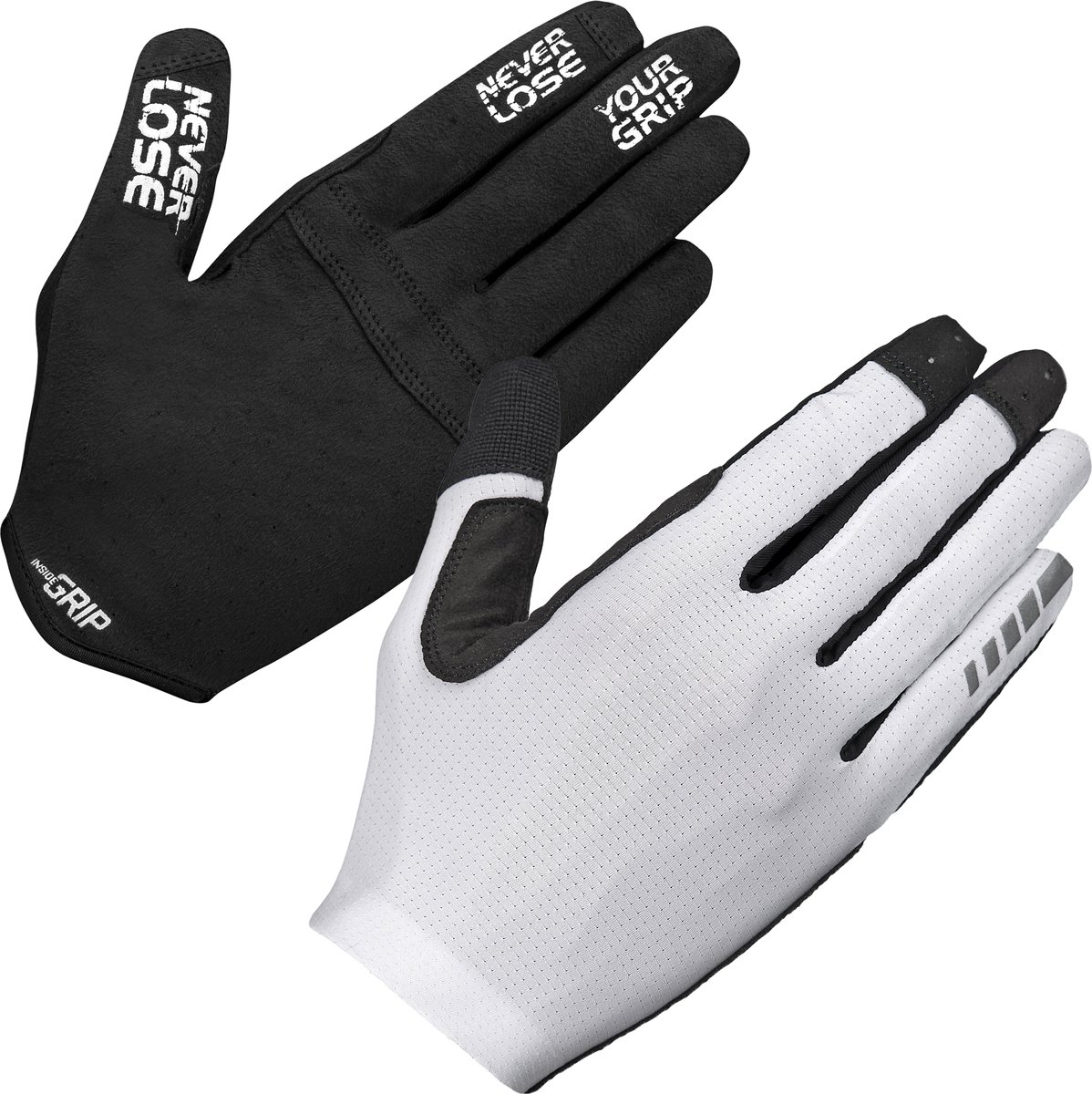 GripGrab - Aerolite InsideGrip Lange Vinger Zomer Race MTB Fietshandschoenen zonder Padding - Wit - Unisex - Maat S