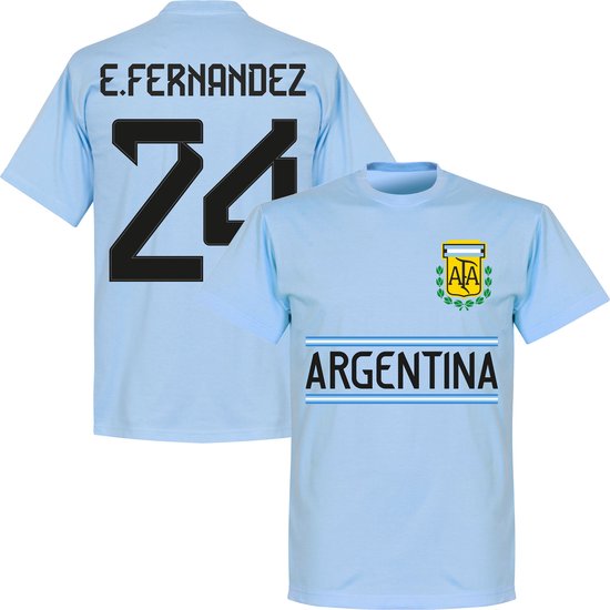Argentinië E. Fernandez 24 Team T-Shirt - Lichtblauw - XXL