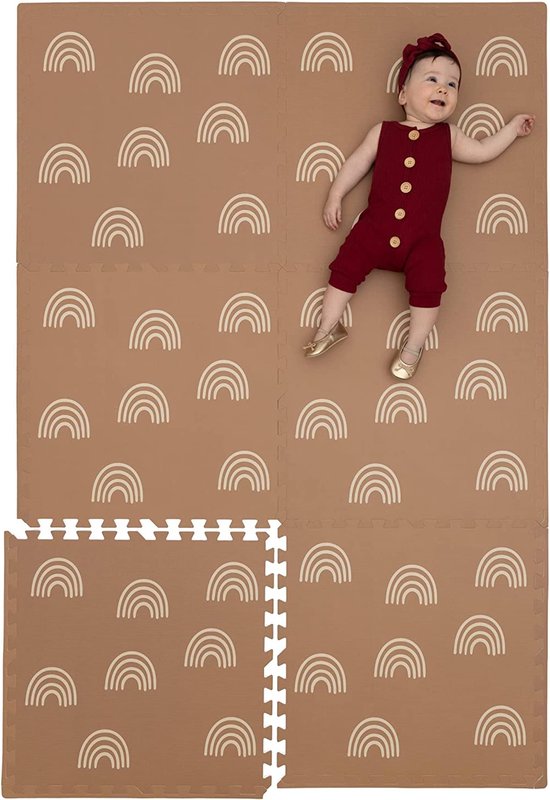 Childlike Behavior® Baby Speelmat - Groot, Stijlvol Puzzelsysteem 182x122cm - Anti-Slip, Waterdicht, Zacht - Baby's, Peuters & Kinderen - 6 Stuks (61x61x1cm) Regenboog - Speelkleden