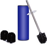 Bamodi® WC-borstel en Container - RVS - Spatbescherming - 2 Vervangingsborstels - Blauw - Geschikt voor Toilet