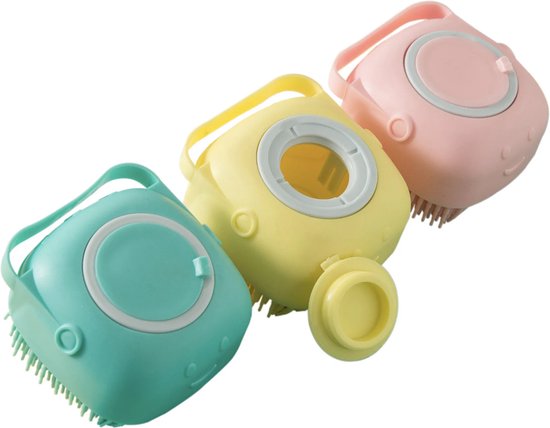 Babycure Siliconen Haarborstel - Yellow Brush - Shampoo massage borstel - Leuk om kado te geven! van Babycure — afbeelding 3