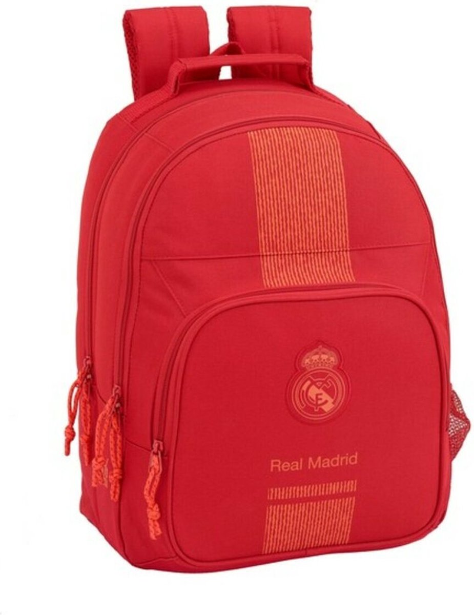 Sac à Dos Scolaire Real Madrid - Collection Officielle 25x32x11cm - Polyester, Bretelles Réglables