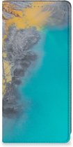 Hoesje Geschikt voor Samsung Galaxy A34 Flip Case Marble Blue Gold