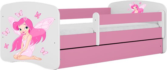 Kocot Kids - Bed babydreams roze fee met vlinders met lade met matras 180/80 - Kinderbed - Roze