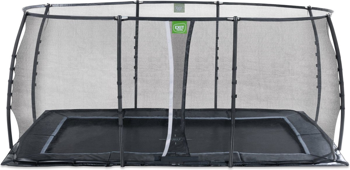 EXIT Dynamic groundlevel trampoline 275x458cm met veiligheidsnet - zwart