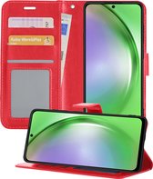 Hoesje Geschikt voor Samsung A54 Hoesje Book Case Hoes Wallet Cover - Hoes Geschikt voor Samsung Galaxy A54 Hoesje Bookcase Hoes - Rood
