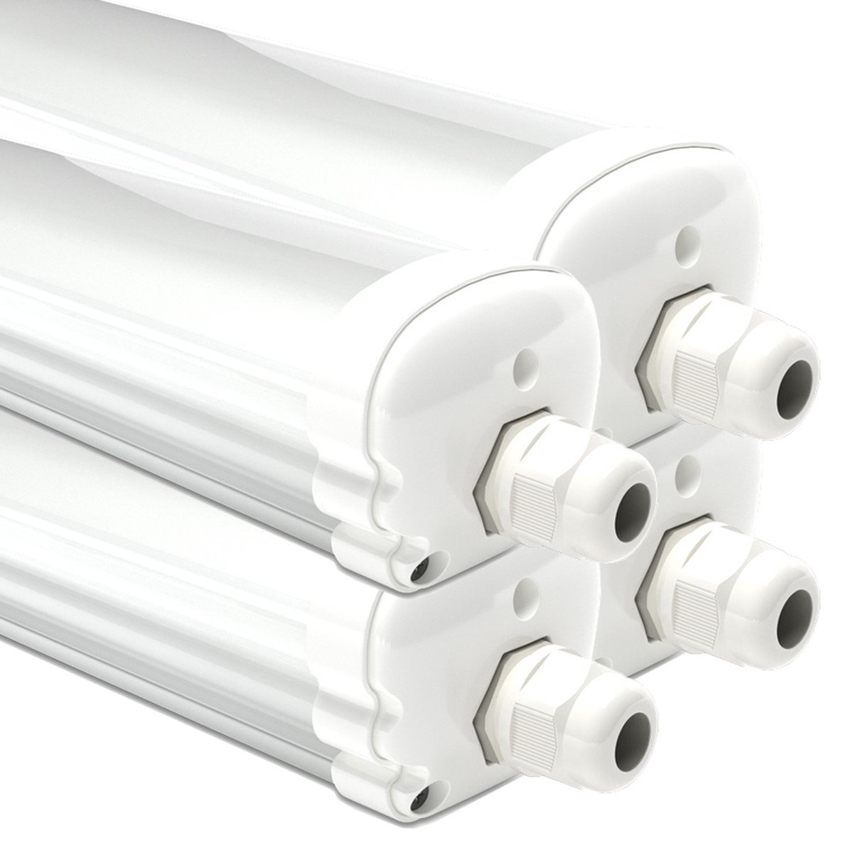 HOFTRONIC S Series - 4 Pack LED TL armaturen 150cm - IP65 waterdicht - 4000K Neutraal wit licht - 48W 5760 Lumen - Koppelbaar - Tri-Proof plafondverlichting - TL LED verlichting met armatuur