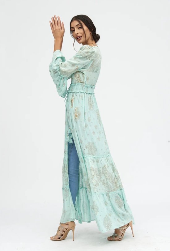 Kaftan Jurk met Paisleyprint - Blauw/Roze Ombre Kaftan Jurk met Paisleyprint - Blauw/Roze Ombre