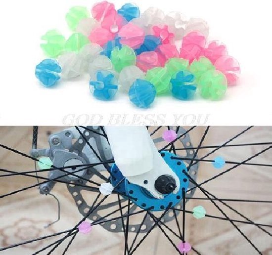 Fiets spaakkralen 36 stuks - glow in the dark - spaakkralen - - fietskraal kinderfiets -spaakkralen voor een kinderfiets- spaakkralen kinderen- fietskralen -fietskralen kind -spaakkraal kinderen - gekleurde spaak kralen van FunFabric. — afbeelding 3