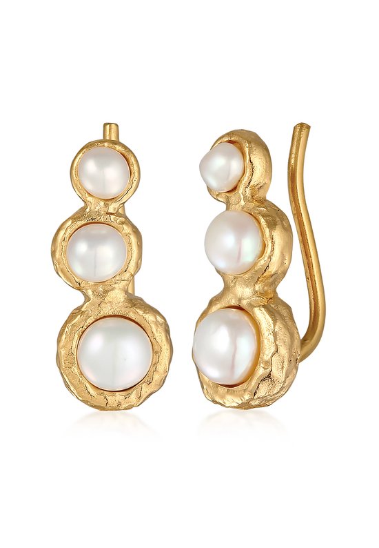 Valero Pearls Dames Oorbellen 925/- Sterling zilver met zoetwater gekweekte Parels 4-6 mm wit grijs rond - Parel Oorbellen