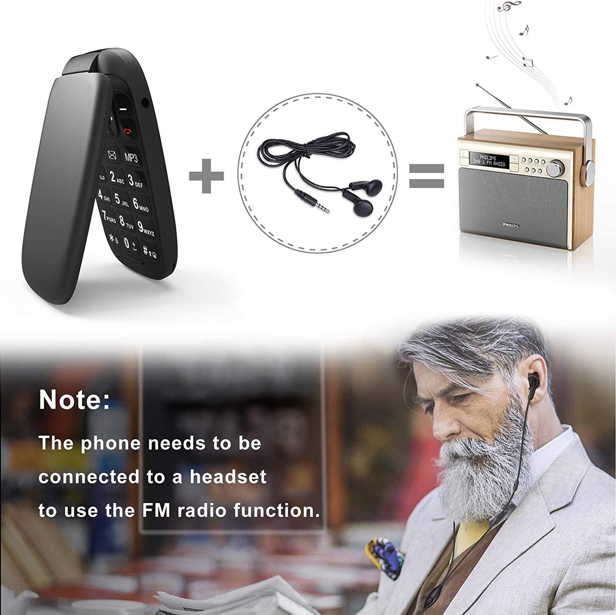 Hilitand Téléphone portable débloqué pour personnes âgées, téléphone