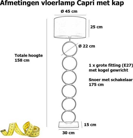 Gouden vloerlamp met roestbruine kap Velours 1 lichts roestbruin