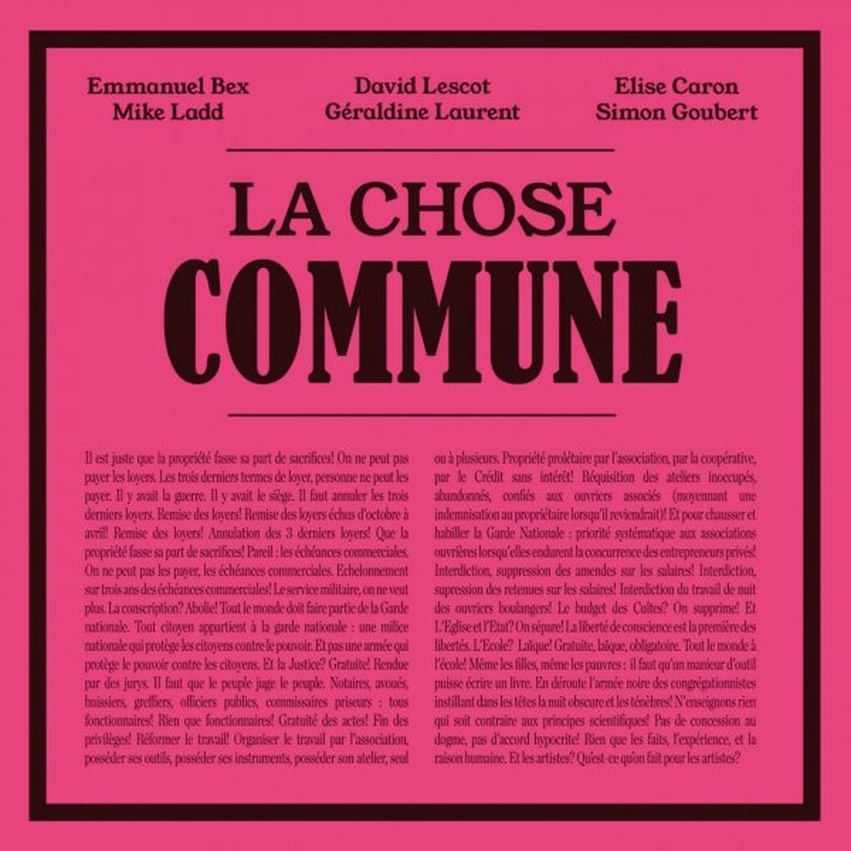 Emmanuel Bex & David Lescot - La Chose Commune (CD)