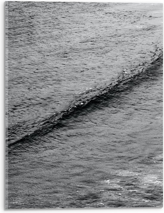 Acrylglas - Zee Golf in Zwart-Wit - 30x40 cm Foto op Acrylglas (Met Ophangsysteem)