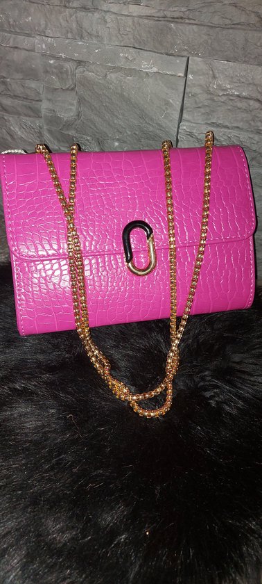 Roze handtas met gouden gesp, zomer tas, Schoudertas, roze tas, Tas, HandBag