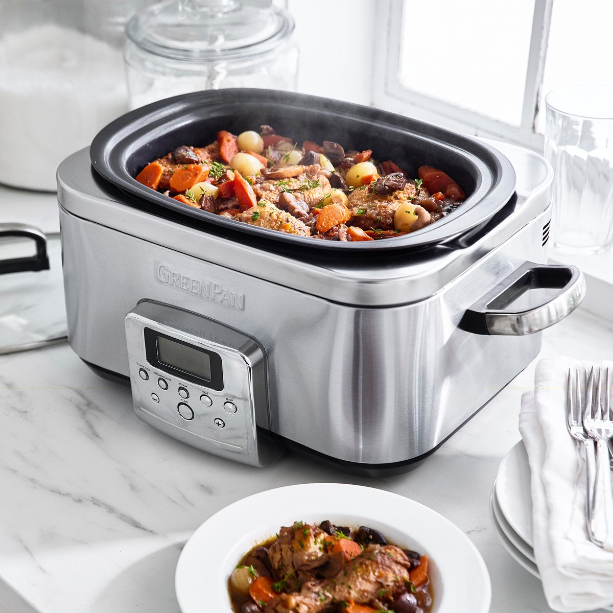 GreenPan Elite Slowcooker Stainless Steel 6L - PFAS-vrij – foto 8