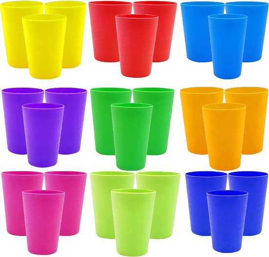 balans alledaags Onweersbui Set van 27 kleurrijke plastic bekers herbruikbaar │ 260ml plastic  drinkbekers in 9... | bol.com