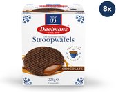 Daelmans Chocolade Stroopwafels - Doos met 8 cube doosjes - 230 gram per cube doosje - 8 Stroopwafels per cube doosje