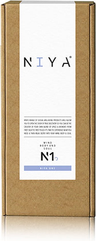 Emballage en carton brun avec étiquette blanche pour 'NIYA MIND BODY & SOUL'