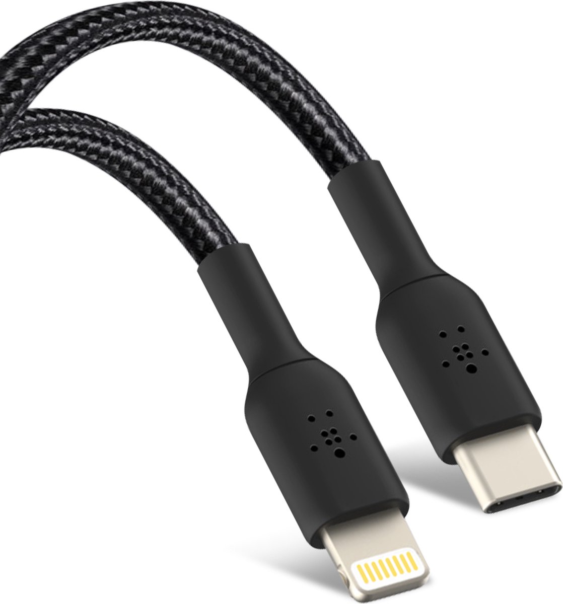 Belkin Braided iPhone Lightning naar USB-C kabel - 2m - Zwart - Belkin