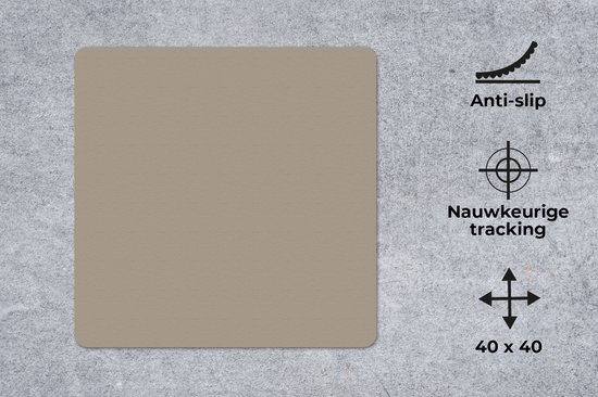 Mouse pad xxl - Tapis de souris Gaming - Beige - Uni - Grand tapis de souris - 40x40 cm - Accessoires de bureau - Tapis de souris