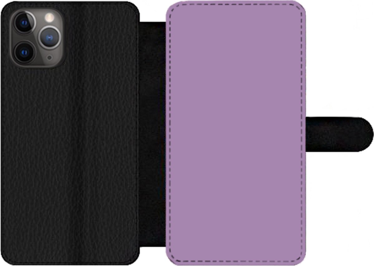 Telefoonhoesje Geschikt voor iPhone 11 Pro telefoonhoesje - Interieur - Paars - Kleuren - Paarse - Kleur - Effen - Met vakjes - Wallet case met magneetsluiting