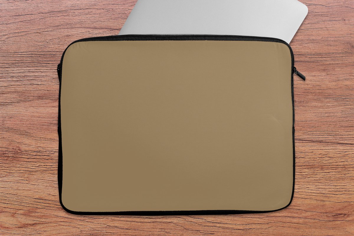 Laptophoes 14 inch - Palet - Beige - Interieur - Laptop sleeve - Binnenmaat 33x23 cm - Zwarte achterkant