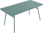 MYLIA Tuintafel MIRMANDE in metaal - L160cm - Amandelgroen L 160 cm x H 74.5 cm x D 80 cm