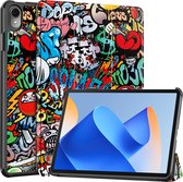Case2go - Tablet hoes geschikt voor Huawei MatePad 11 (2023) - Tri-Fold Book Case - Auto Wake/Sleep functie - Graffiti