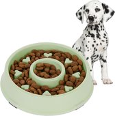 Relaxdays anti-schrokbak hond - voerbak tegen schrokken - 500 ml - hondenbak kunststof - groen