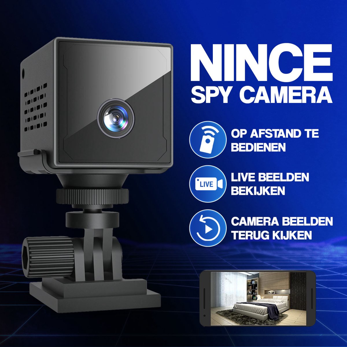 Nince Mini Spy Camera met WIFI en App Beveiligingscamera met
