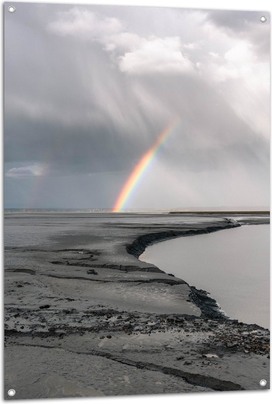 Foto: Tuinposter regenboog bij dondere lucht 80x120 cm foto op tuinposter wanddecoratie voor buiten en binnen 