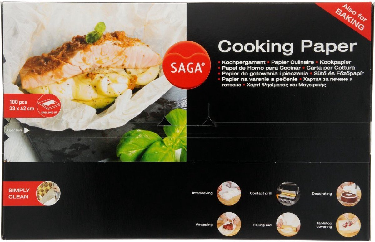 Saga Kook/bakpapier One-Up dispenser 33 x 42 cm - Doos 100 stuks